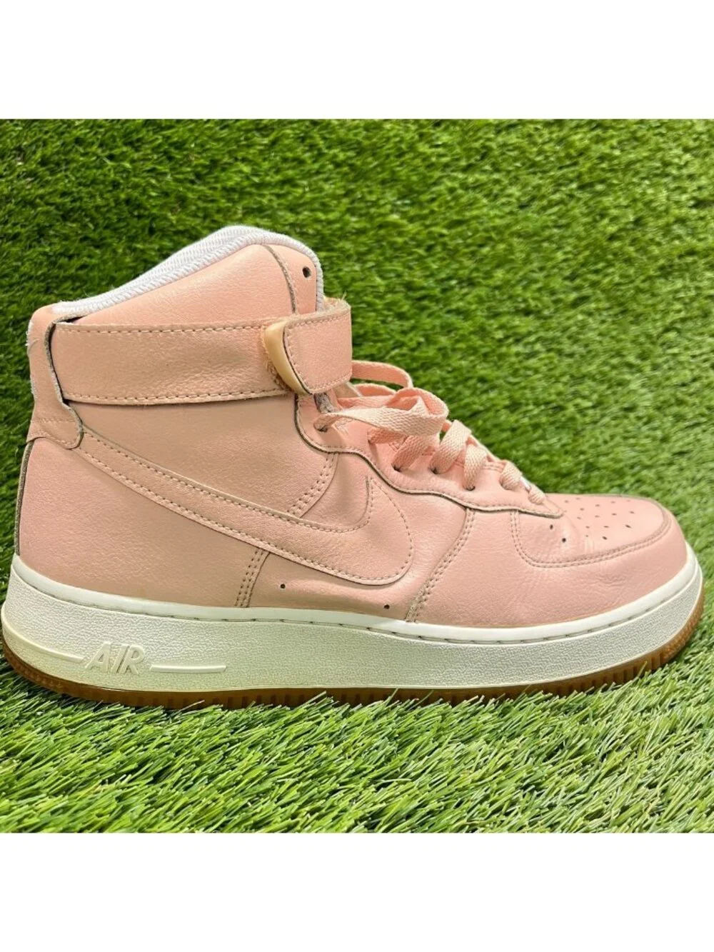 Nike Air Force 1 High Mens Size 9.5 Pink White Athletic Leather Shoes Sneakers
